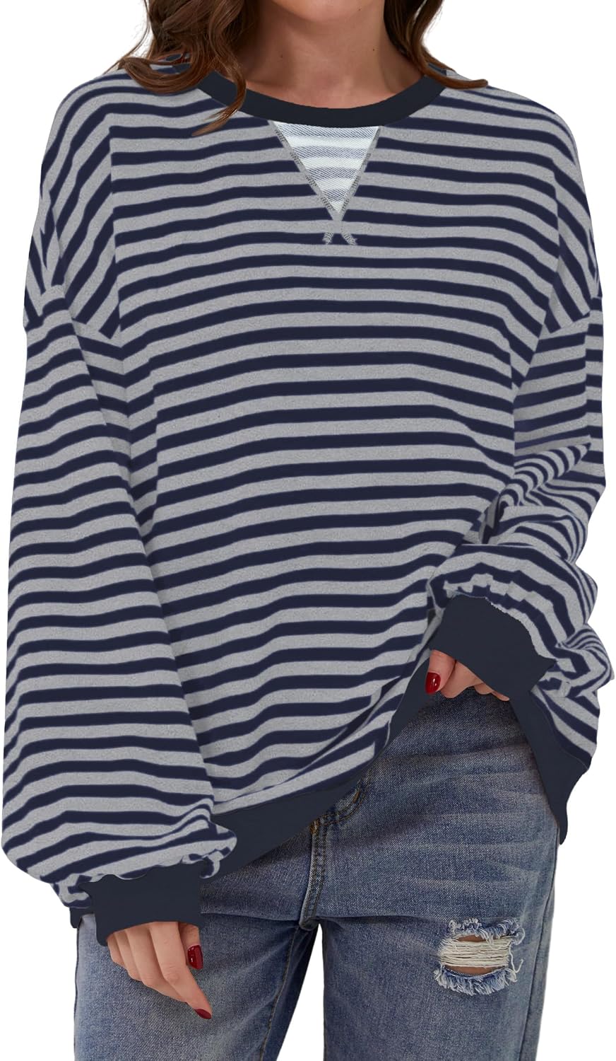Thumbnail 5 de DUOEASE Oversize Streifen Pullover Damen