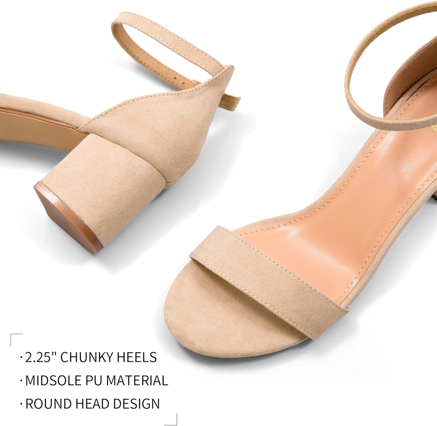 Thumbnail 3 de mysoft Women’s Chunky Low Heels Open-Toe Block Heeled Ankle Strap Pump Wedding Sandals