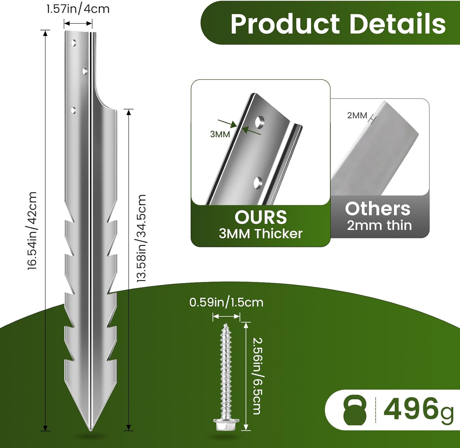 Thumbnail 4 de SCHINTILLO Ground Anchor Fence Post Spike (4 Pack) for Wooden Play Towers & Swing Posts