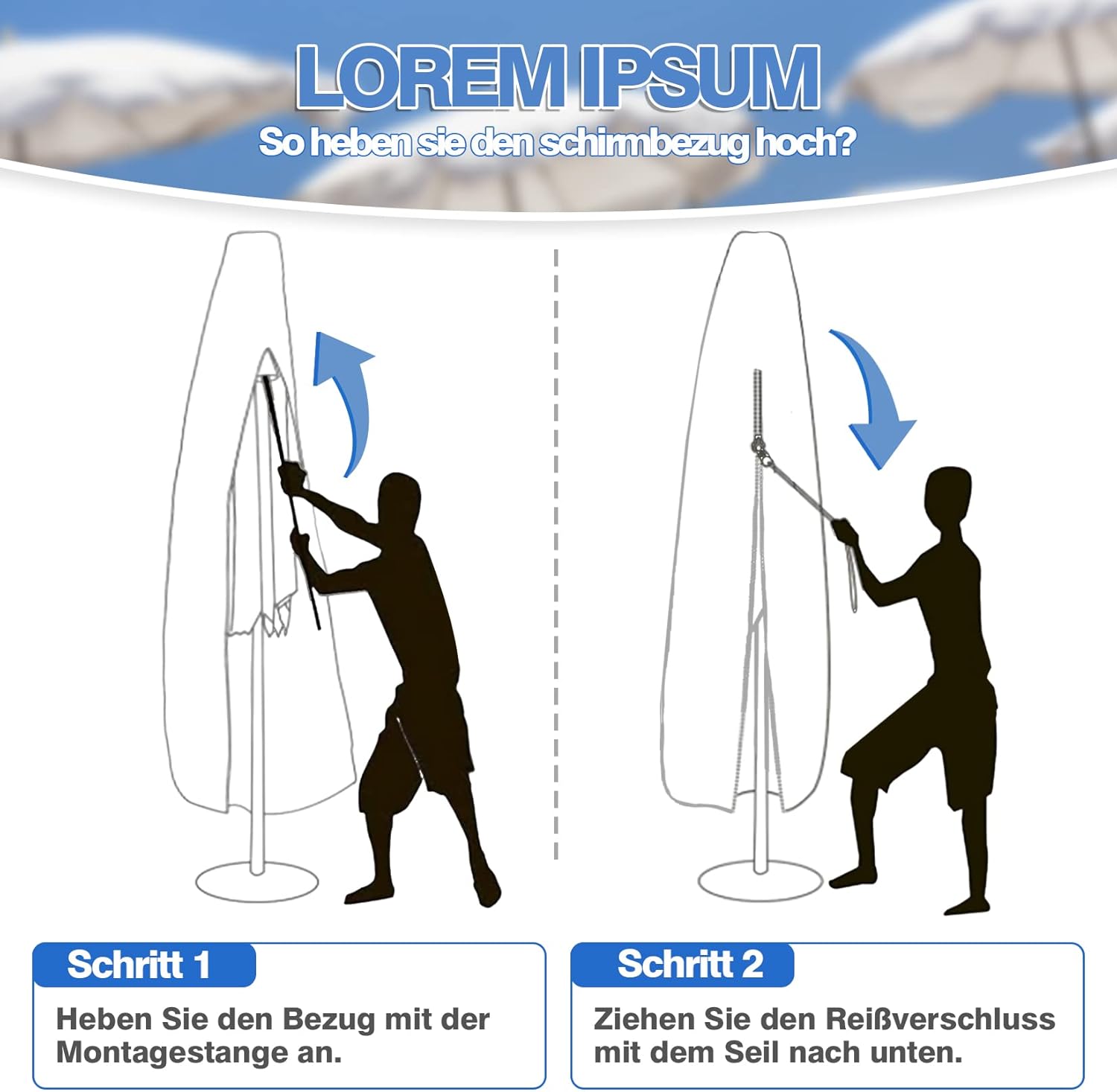 Thumbnail 6 de Seydrey Sonnenschirm Schutzhülle für Ampelschirm (420D Oxford, 2–4 m) inkl. Hilfsstange