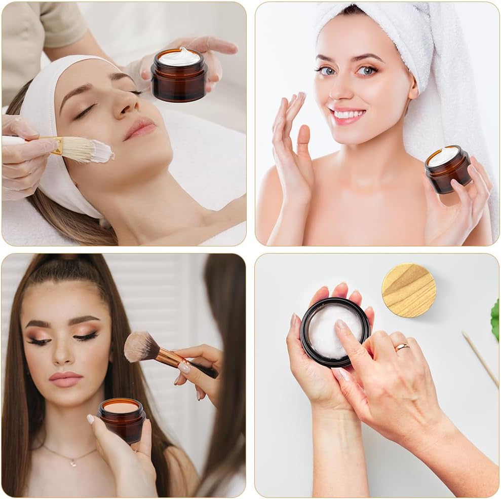 Thumbnail 6 de HOTUT Pot de Crème Vide en Verre – Lot de 6 pots 30 ml, verre amber et étanche pourCosmétiques en voyage