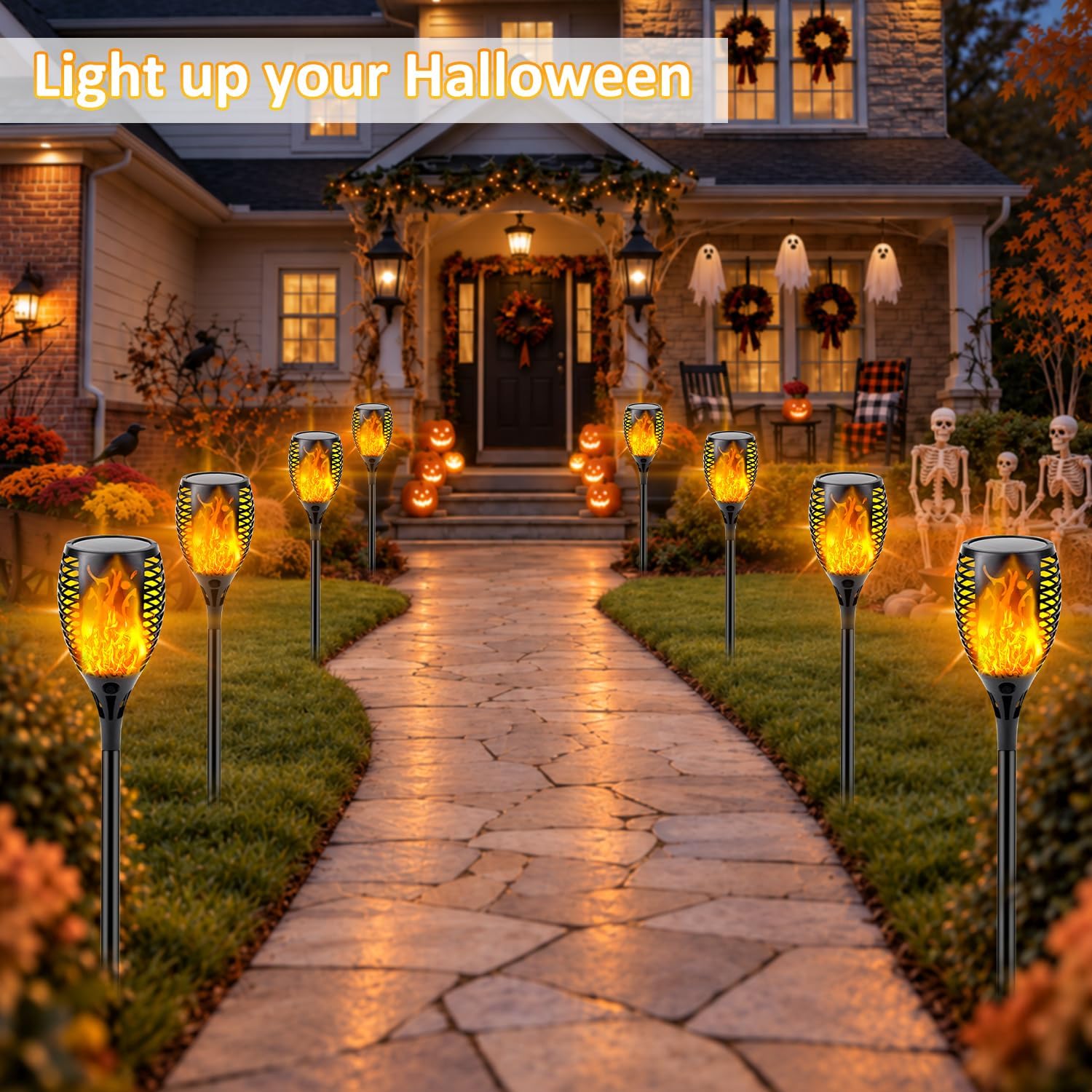 Thumbnail 5 de SANJICHA Solar Torch Lights, 6-Pack Orange Flickering Flame, IP65 Waterproof