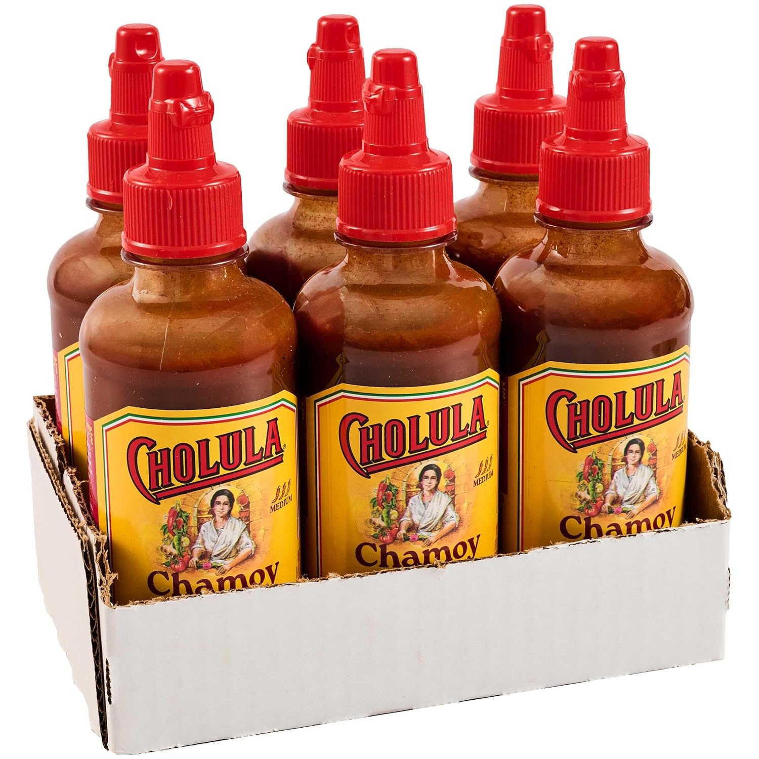 Detalle de Cholula Chamoy Sauce, Sweet & Spicy Drizzle with Arbol Chiles, 8 fl oz, Pack of 6