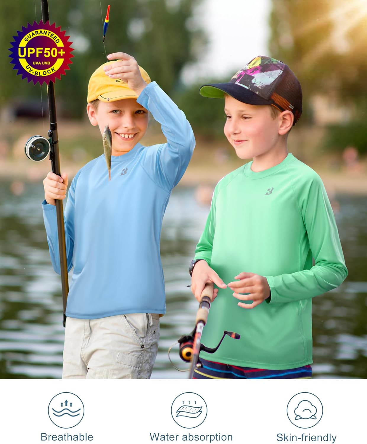 Thumbnail 4 de Roadbox Boys Rash Guard Swim Shirt (UPF 50+), Long Sleeve Kids UV Swim Top