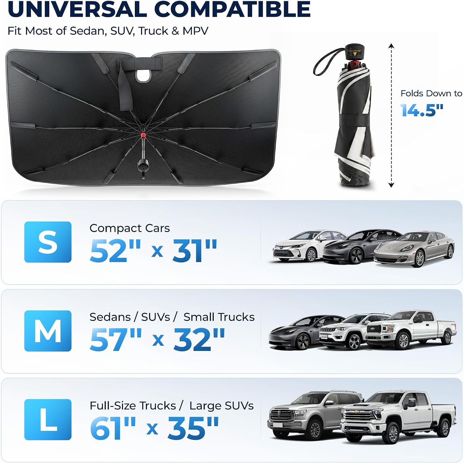 Thumbnail 5 de DMJN Umbrella Windshield Sun Shade for Car & SUV