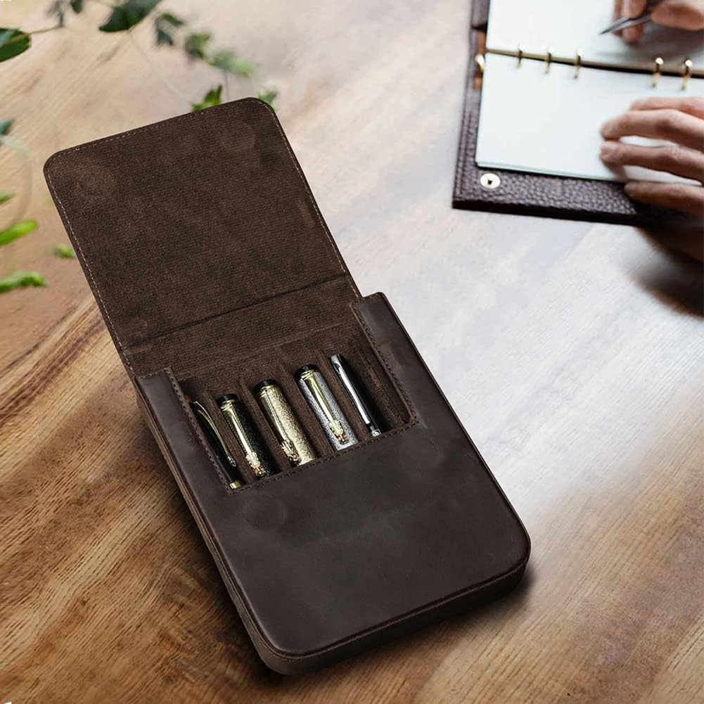 Thumbnail 6 de Hiram leather pen box for 6 pens with hidden magnetic snap closure (coffee)