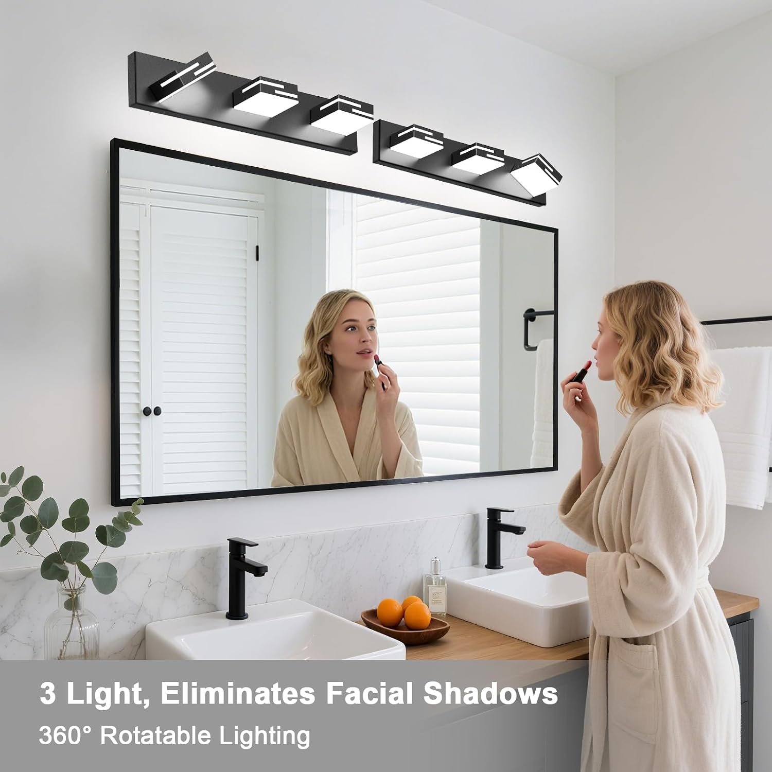 Thumbnail 6 de LKHF 9553 3-Light LED Vanity Light, 56 cm Matte Black, 6000K, Dimmable