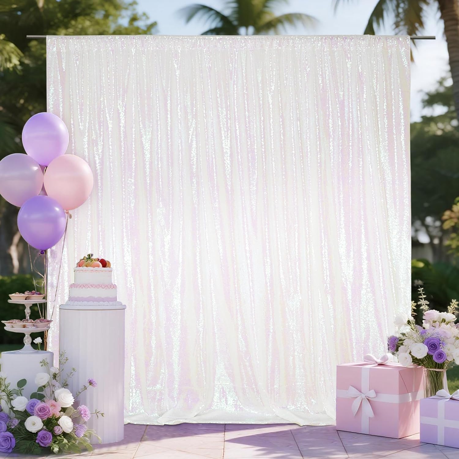 Thumbnail 6 de 2Pieces Sequin Backdrop 2ft x 8ft (60 x 243 cm) – Black, Shiny Seamless Photo Booth Curtain