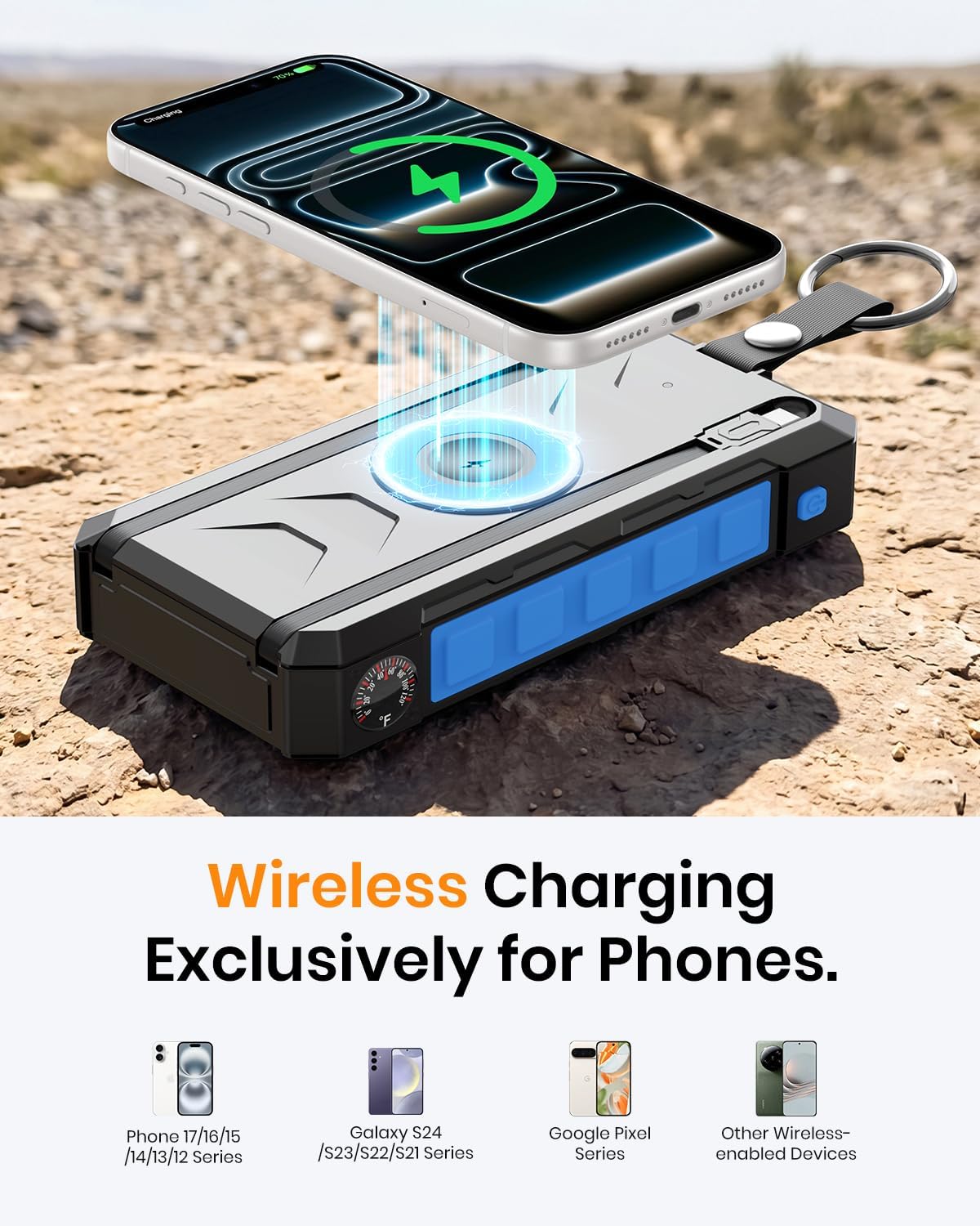Thumbnail 4 de SOARAISE SPB2601 50,000mAh Solar Power Bank, 22.5W USB-C and Wireless Charging