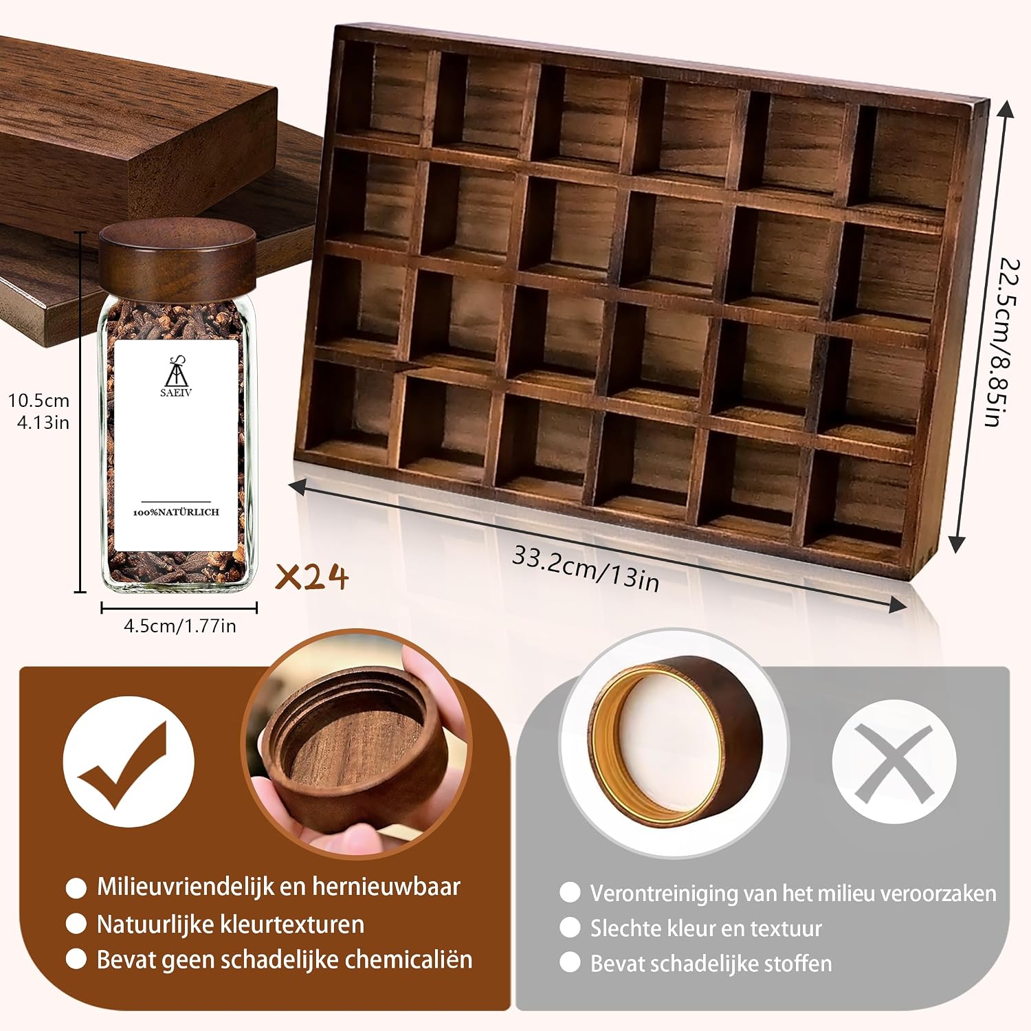 Detalle de SAEIV XY179 kruidenrek voor de lade met 24 potjes van 120 ml