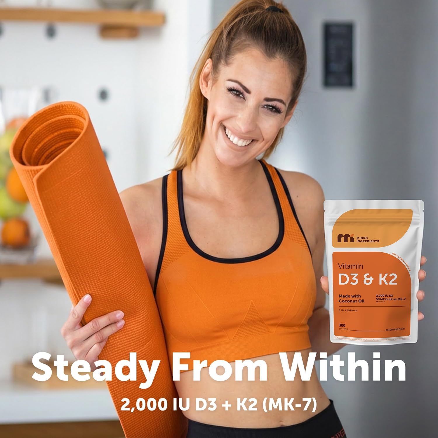 Detalle 1 de Micro Ingredients Vitamin D3 + K2 Softgels, 300 Softgels