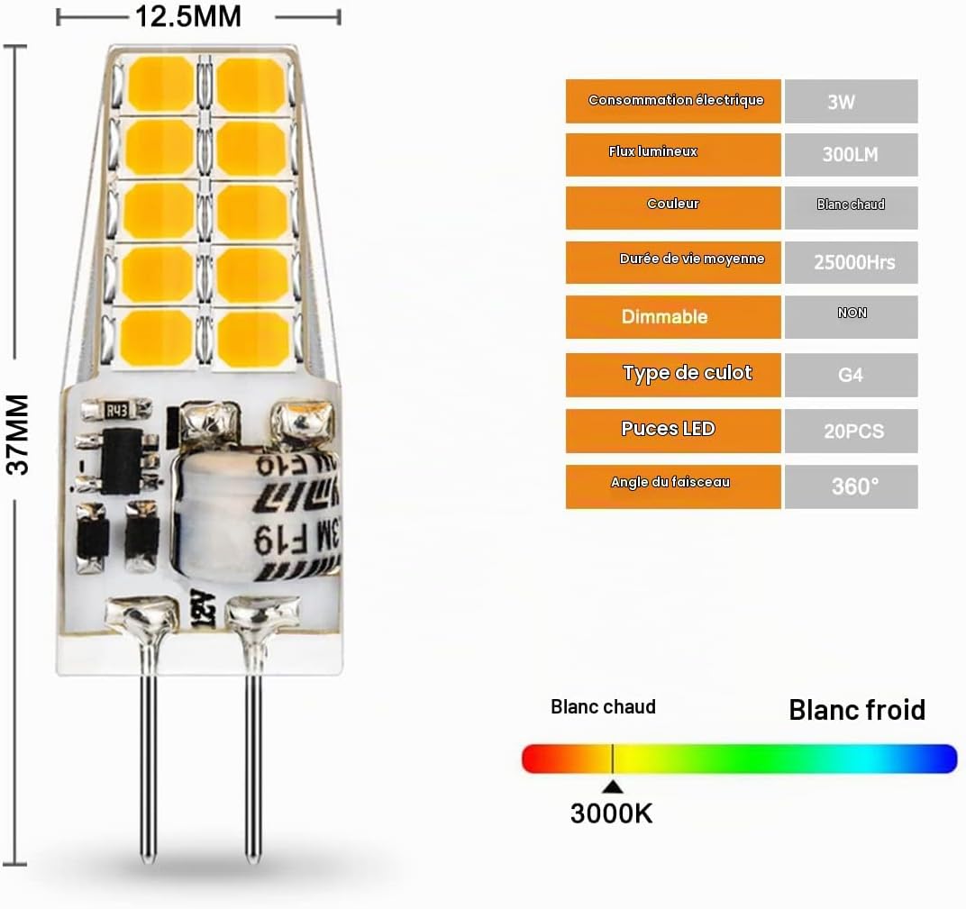 Detalle 2 de AUTING G4-2835-20LED-W G4-ledlampen, 3,5 W, 3000 K en 400 lm