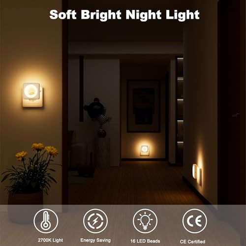 Detalle 2 de Luce Notturna Bambini da Presa con Sensore Crepuscolare 2700K – 2 Pezzi di Swoieltr