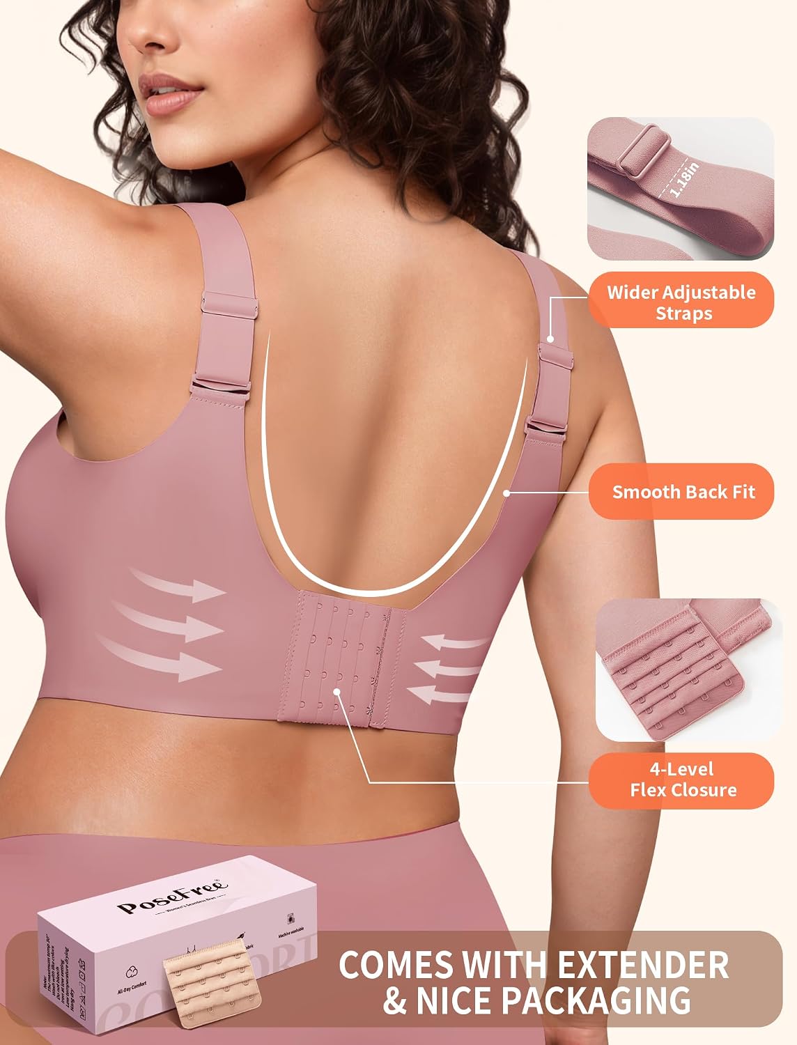 Detalle de PoseFree Seamless Wireless Bra 360° Support 🎀