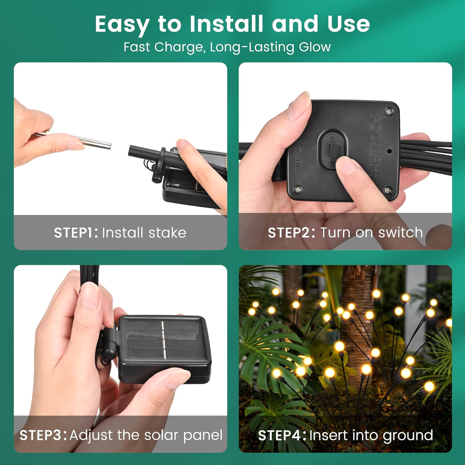 Thumbnail 5 de PATIOPIA Firefly Solar Gartenleuchten – 8 Glühwürmchen-Lichter mit 10 LEDs, warmweiß, IP65