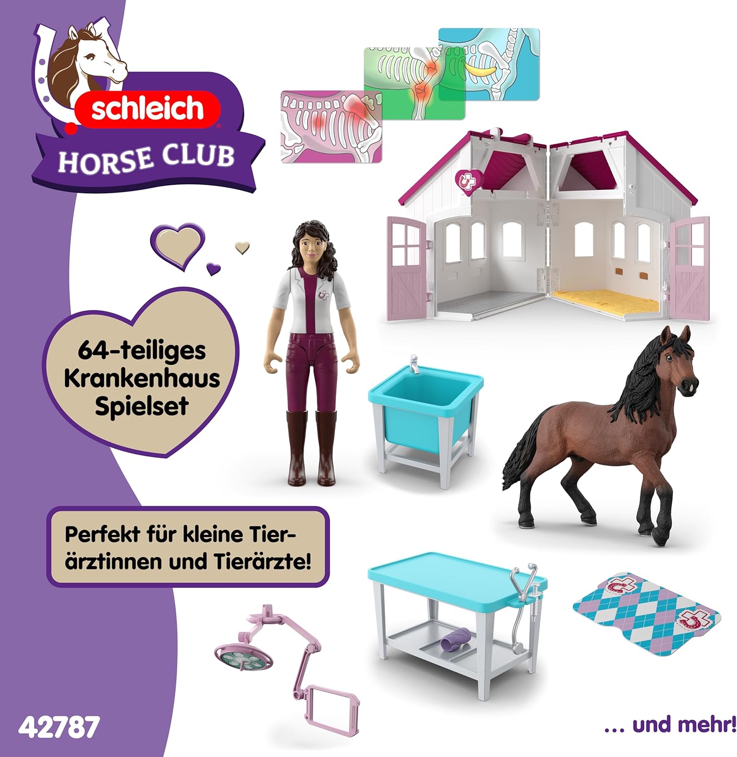 Thumbnail 4 de SCHLEICH Horse Club Pferdeklinik Heilende Hufe – 64-teiliges, transportables Set