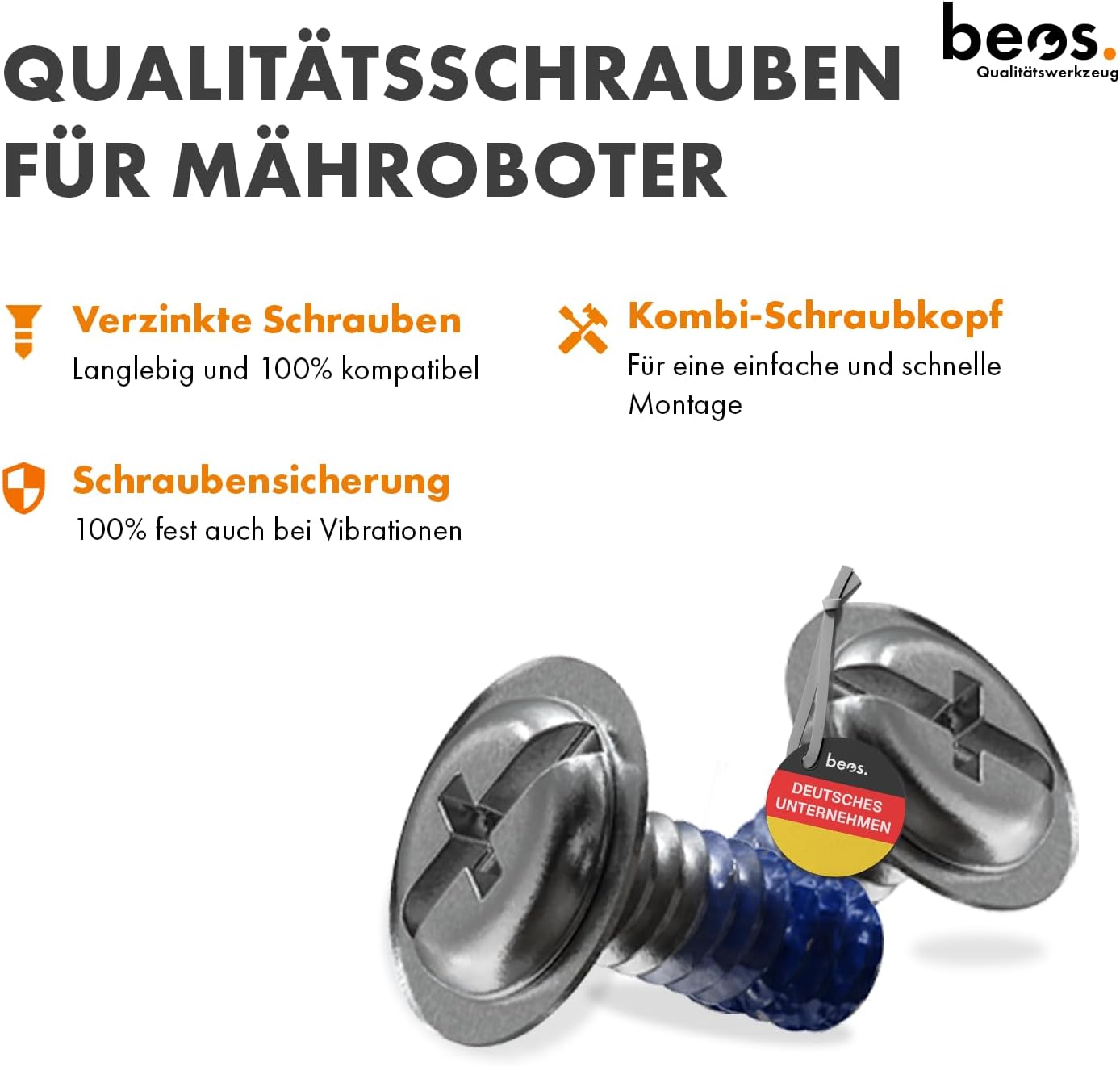Thumbnail 2 de BEOS beos 30x Premium Titan Ersatzmesser inkl. Schrauben mit Sicherung – Ersatzklingen für Robotermäher (0,9 mm)