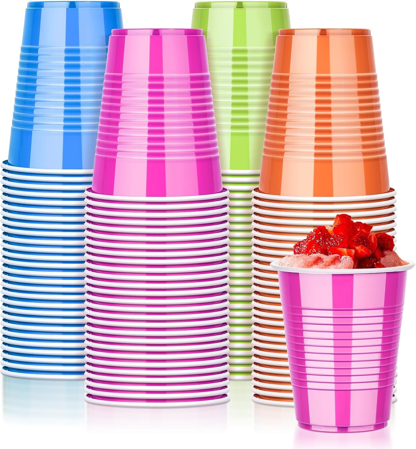 Detalle de KesaPlan D-511 18 oz Disposable Plastic Party Cups, 100 Pack, 4 Colours