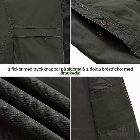 Thumbnail 4 de WenVen Harringtonjacka för herrar i lätt bomull, vindtät sommarjacka