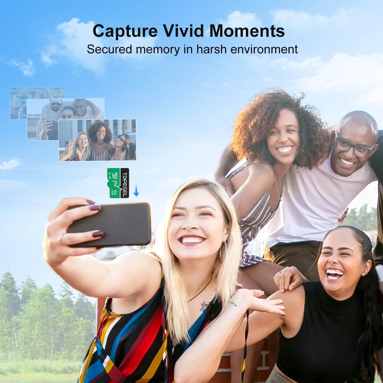Thumbnail 3 de TOPESEL 64GB microSDXC UHS-I Cards, 5-Pack with Adapter, U3 and V30