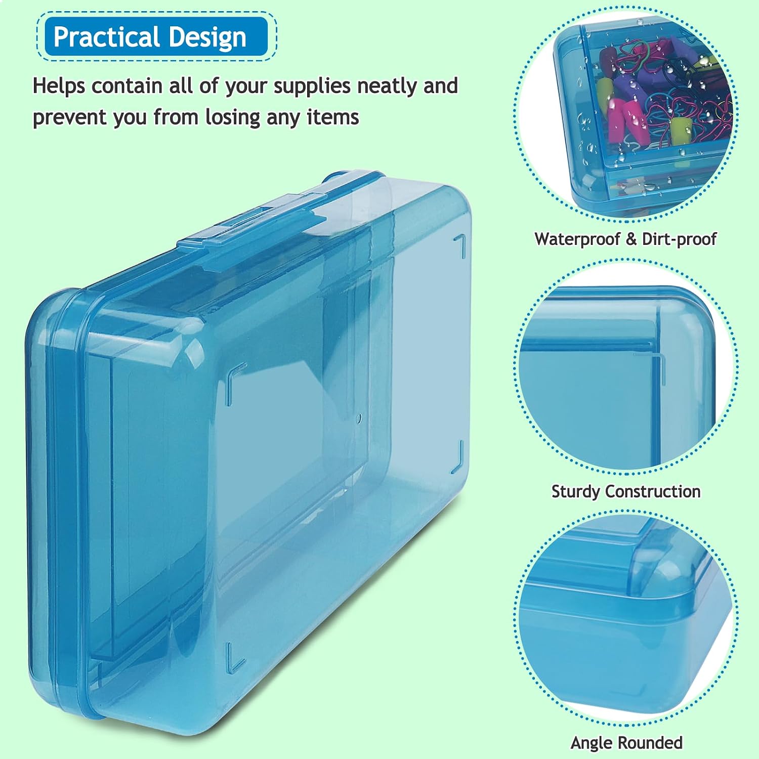 Detalle de Clear Crayon Box Double Layer Pencil Case 1️⃣ ✏