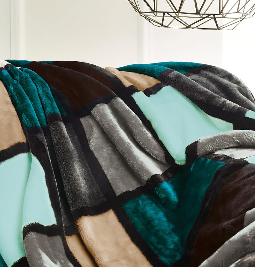 Detalle 2 de Gözze - Manta Cachemira 500 g/m², 150x200 cm, Azul/Turquesa🧣