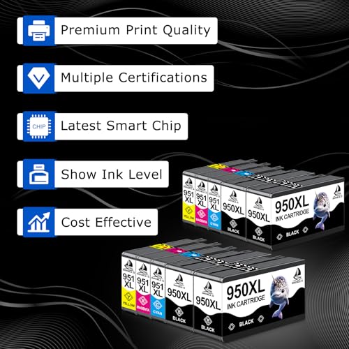 Detalle de DOUBLE D 950XL/951XL Multipack für HP Officejet Pro – kompatible Patronen mit Chips
