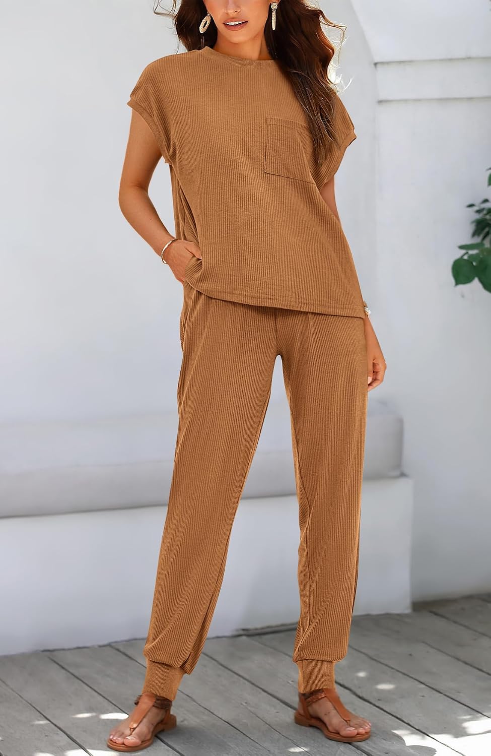 Detalle 2 de BTFBM Women's Lounge Set, Ribbed Knit