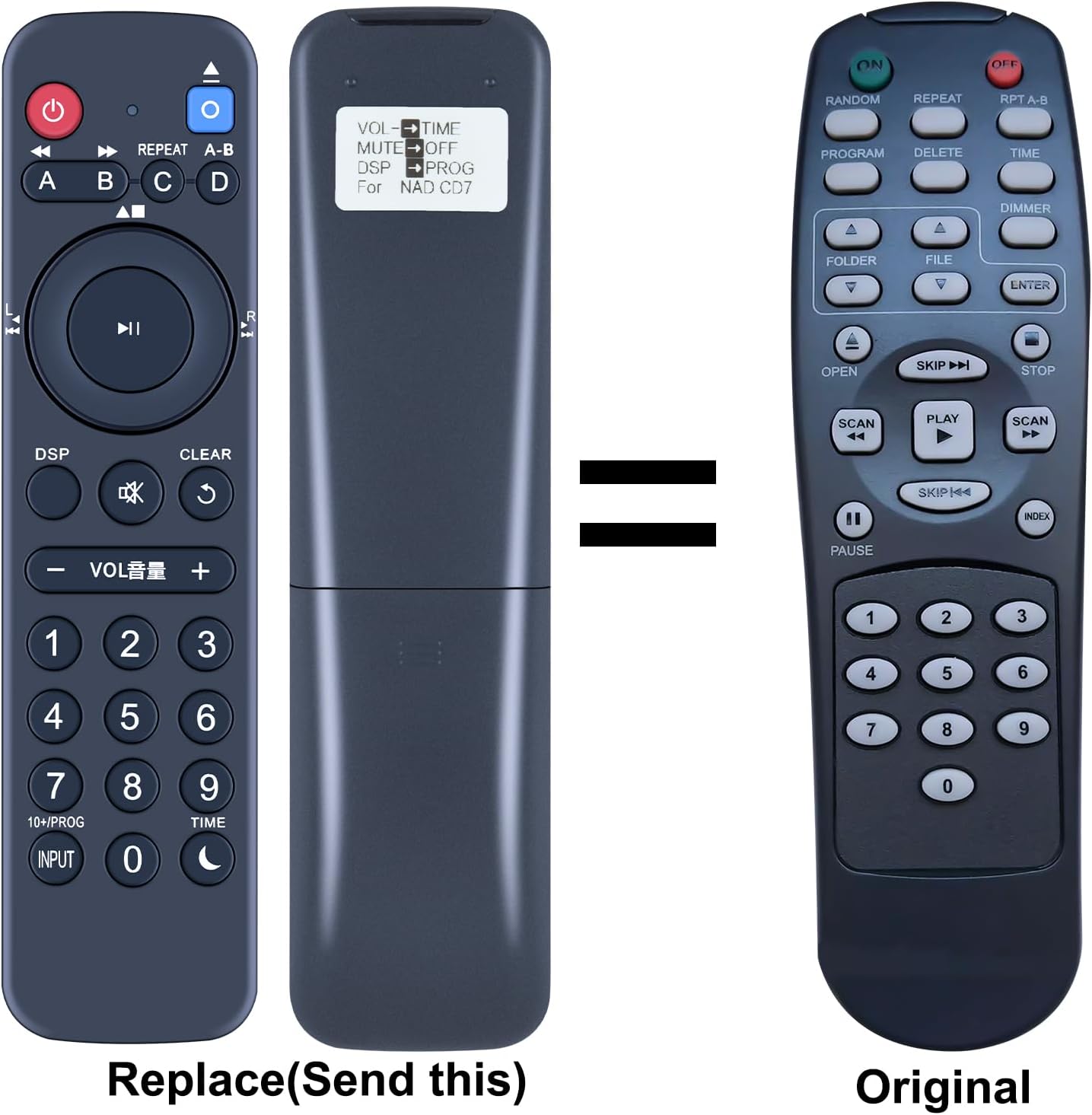 Detalle 2 de TCNOUMT Replacement Remote Control for NAD CD 7 / C-516BEE / C-515BEE CD Players