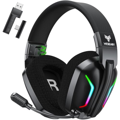 Detalle de WESEARY WG1 Gaming-Headset kabellos mit 50-mm-Treibern, ENC-Mikrofon und 60 Stunden Akku