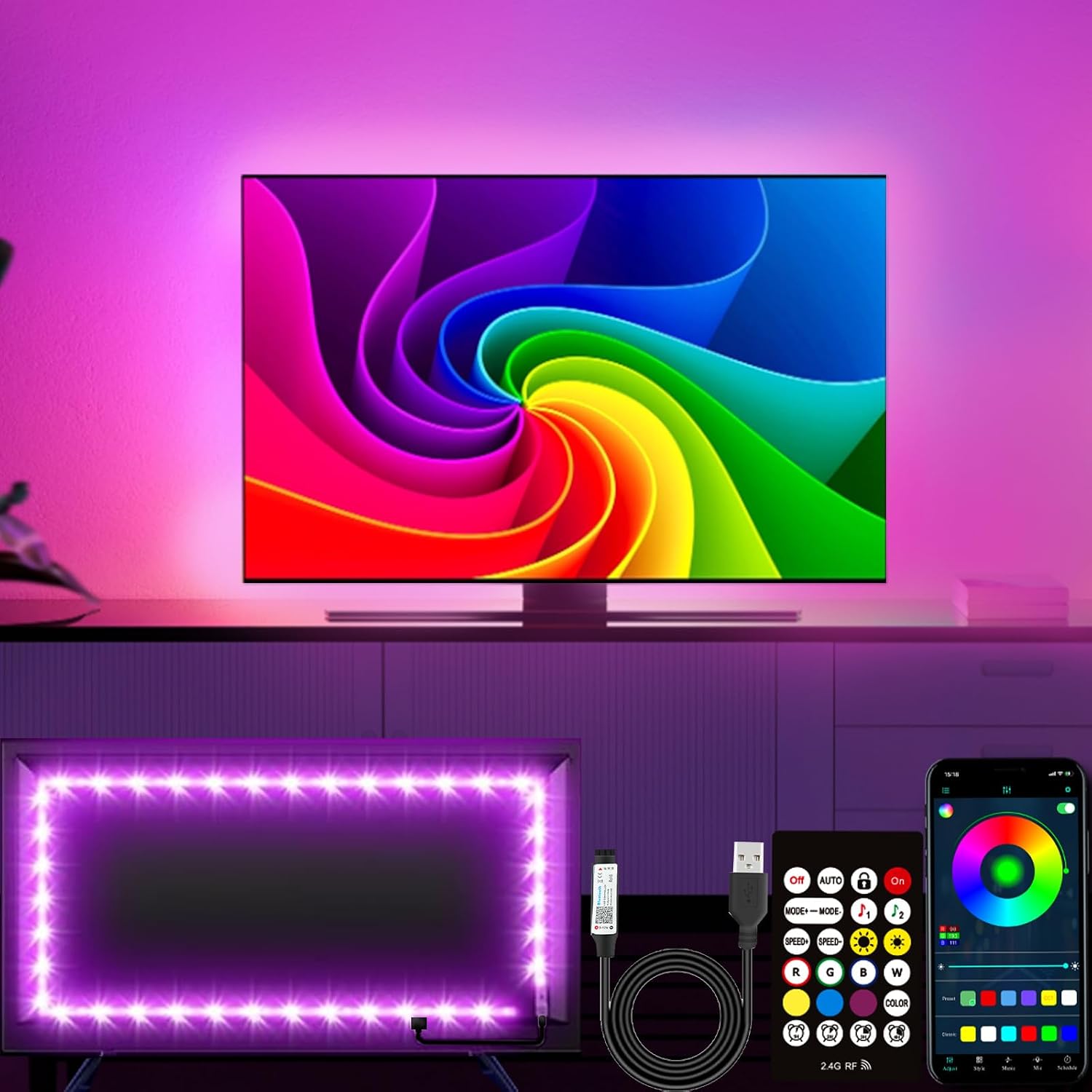 Thumbnail 6 de httpsmp LED Lights for TV: 5M RGB Backlight for 45–75 Inch Screens