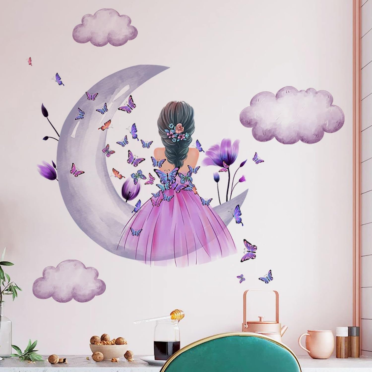 Detalle de Butterfly Girl Wall Stickers 30x60cm 🦋