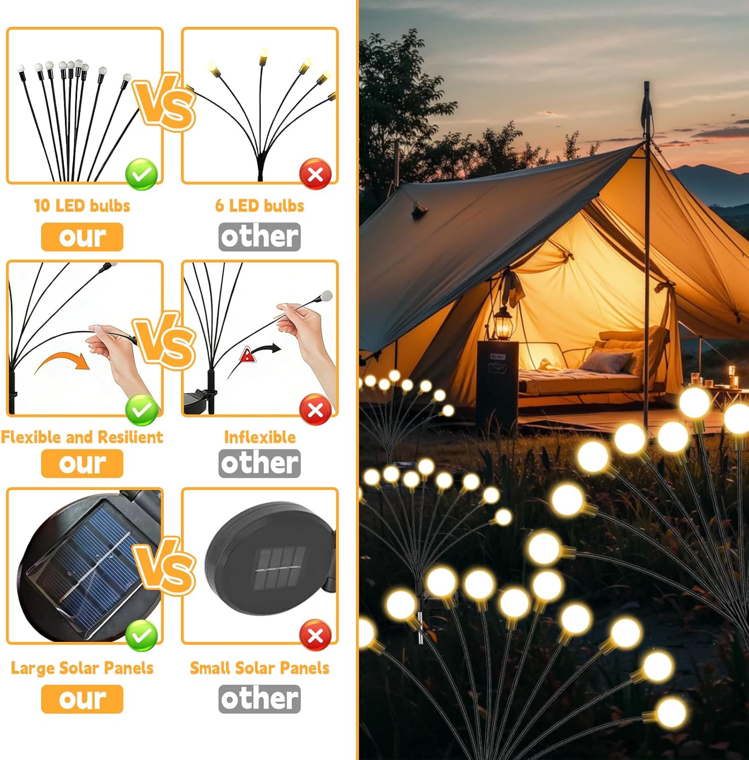 Thumbnail 4 de Solar Lights Outdoor, 6 Pack Firefly Lights – Waterproof, UK Garden Decor