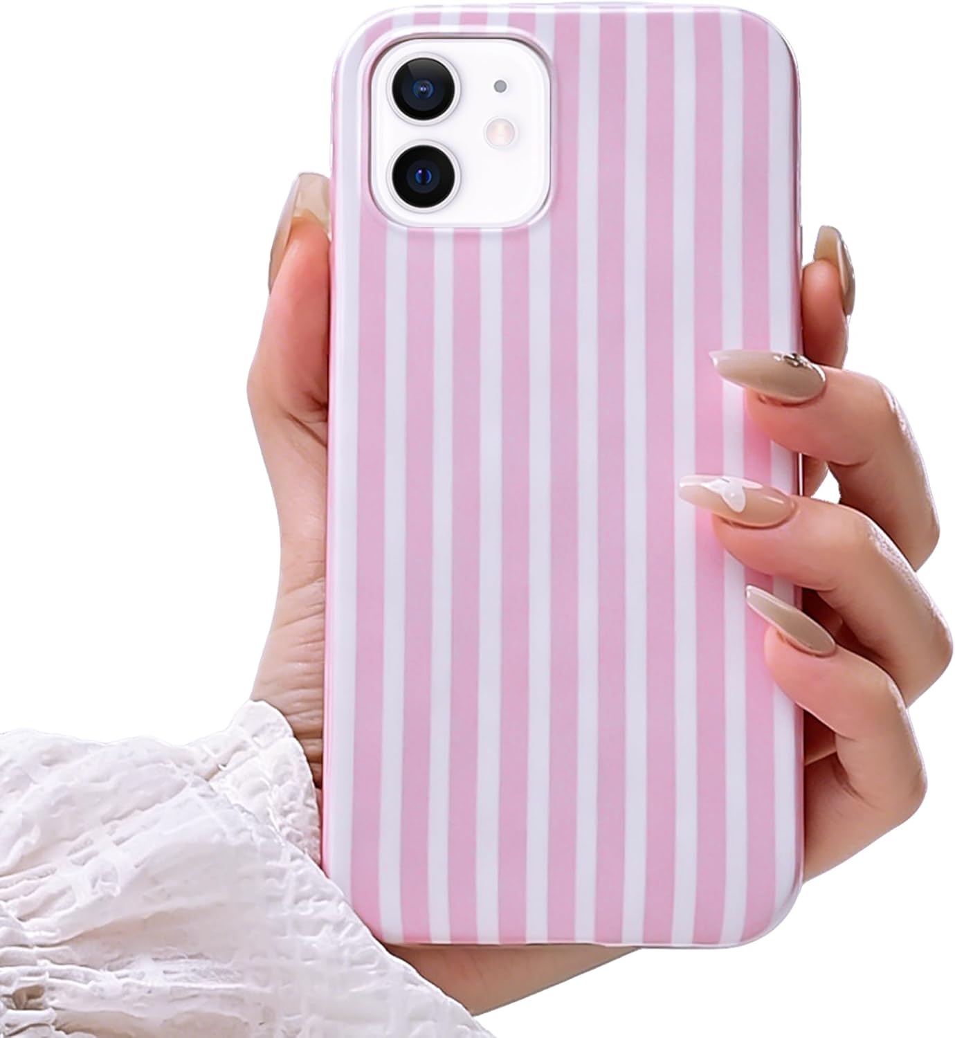 Detalle de SleekCover for iPhone 12/12 Pro 6.1-inch Pink Striped TPU Case