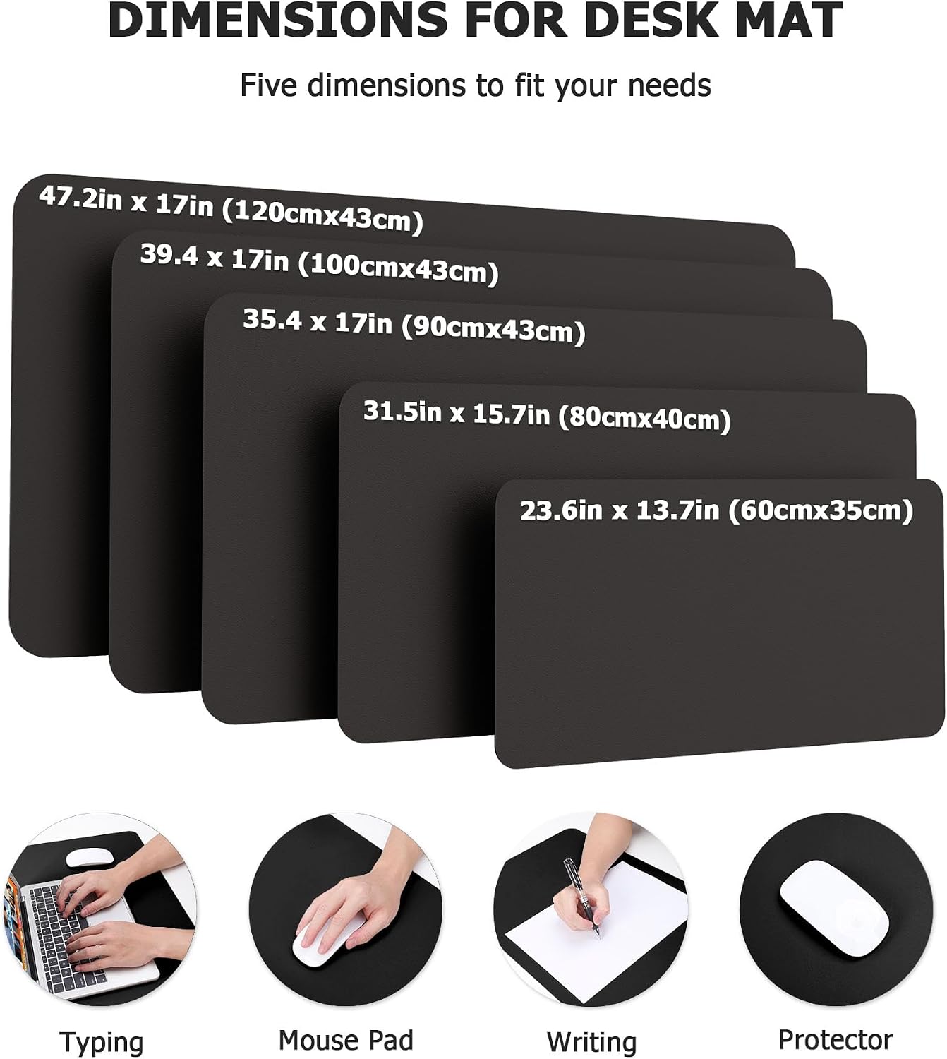Detalle de MOLMO Non-Slip Desk Mat: Waterproof Leather Writing Pad (120 x 43 cm) – Large Desk Protector for Office & Home