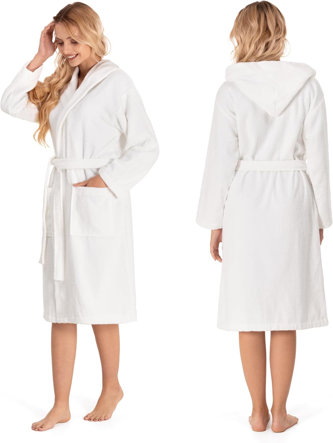 Detalle 2 de Twinzen Bademantel Damen mit Kapuze 350 g/m²