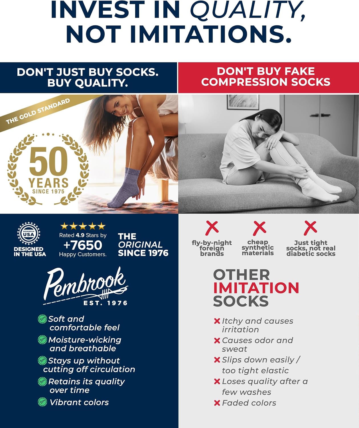 Detalle de Pembrook Bamboo Viscose Diabetic Socks for Women & Men – 6 Pairs Ankle Socks with Non-Binding Fit