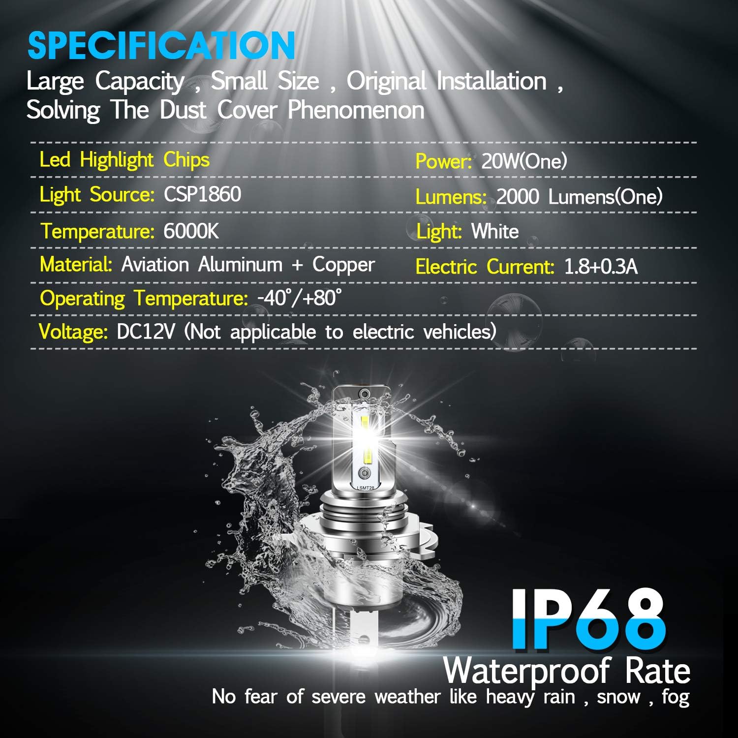 Thumbnail 6 de Tectico H4 LED headlight bulbs 40W 4000LM
