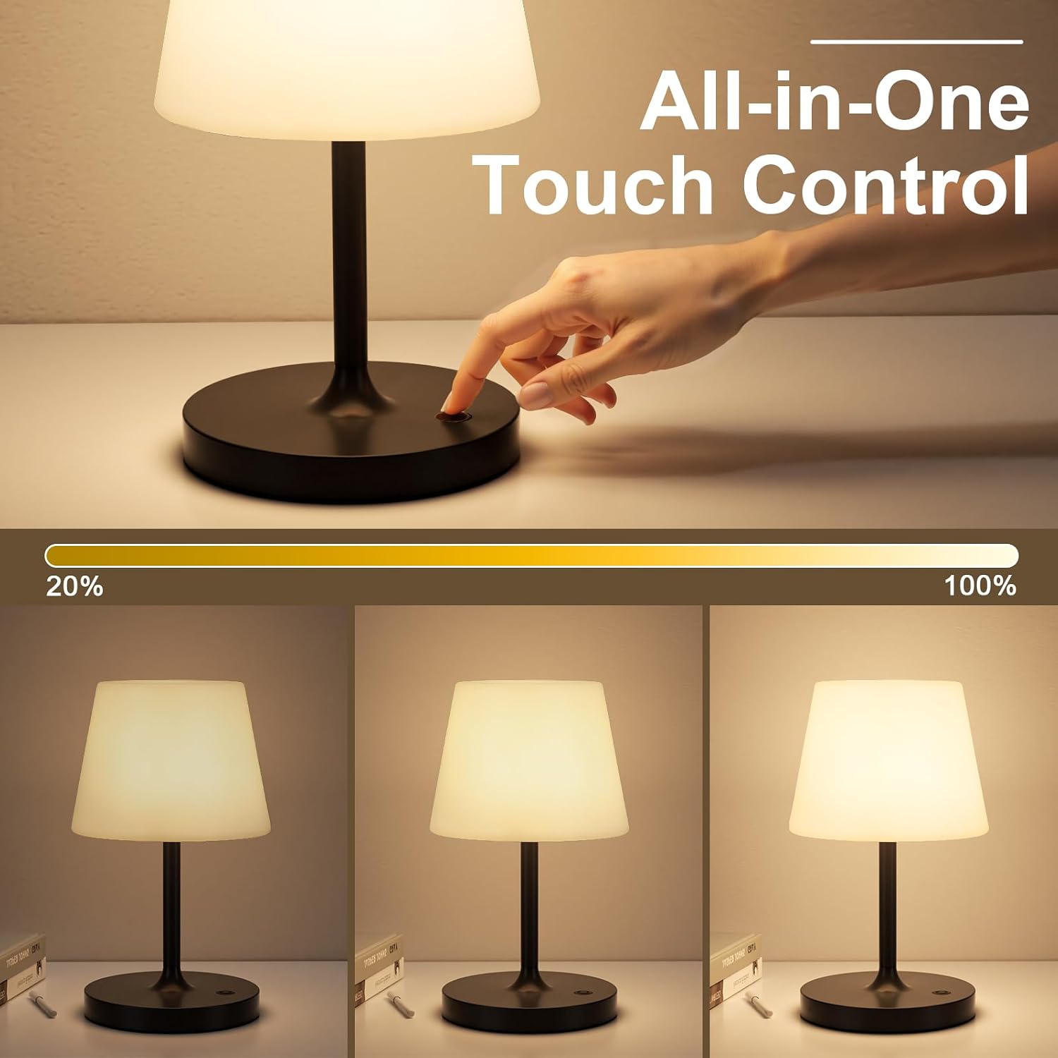 Thumbnail 2 de Fenmzee LED5-CA Rechargeable Table Lamp, Black, IP54, Touch Dimming