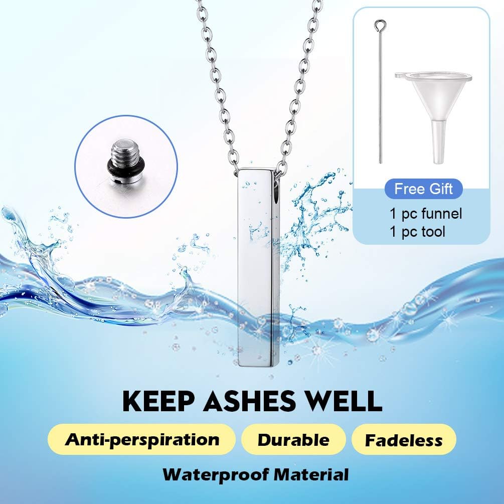 Detalle de PROSTEEL collana urna di ceneri con pendente a barra regolabile in acciaio 316L placcato oro