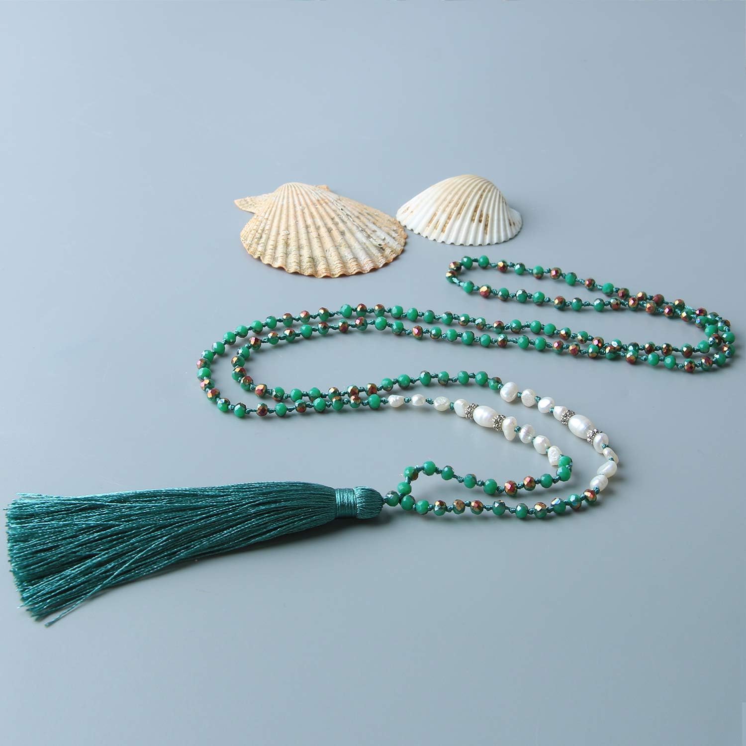 Detalle 2 de C·QUAN CHI Beaded Tassel Necklace, 30–34 Inch