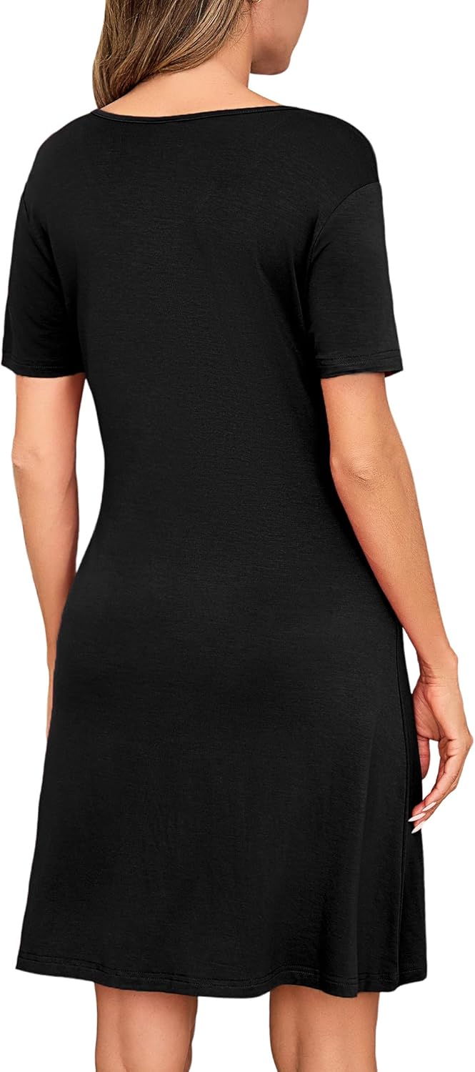 Detalle de Uniexcosm Chemise de Nuit Femme en Coton – Manche Courte, Taille Tour Large