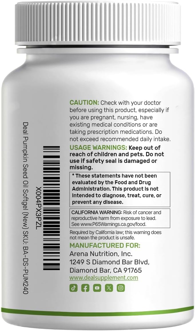Thumbnail 6 de Pumpkin Seed Oil Supplement 240 Softgels
