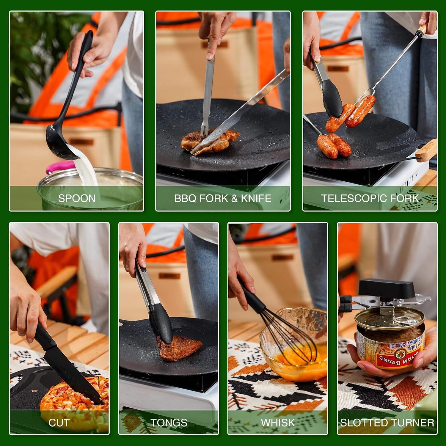 Detalle 2 de Wesqunie Camping Cookware 30-Piece Silicone and Stainless Steel Utensil Set