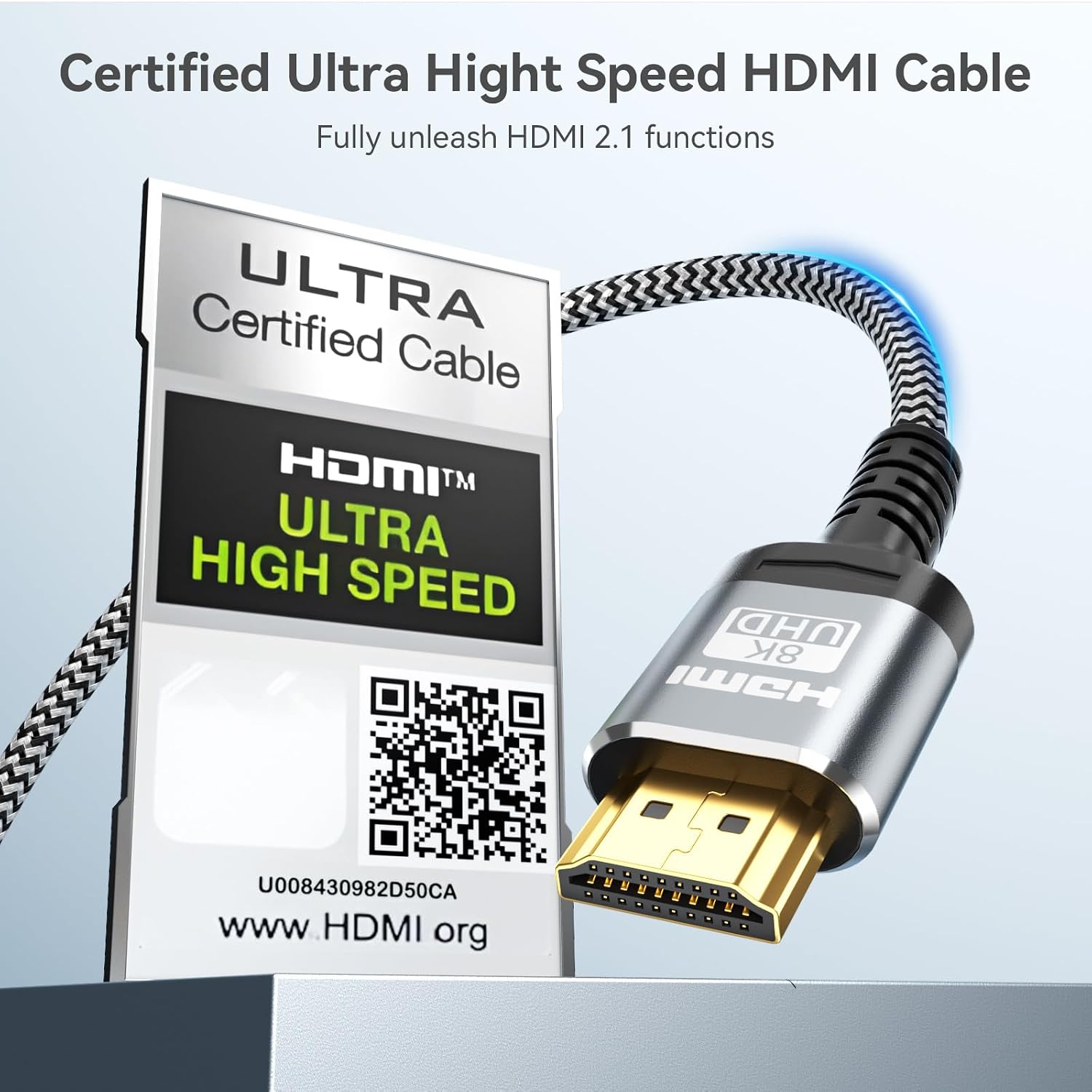 Detalle de Soonsoonic 10K/8K/4K Câble HDMI 3M certifié HDMI 2.1 – Ultra haut débit 48 Gbps, 8K@60Hz / 4K@120Hz