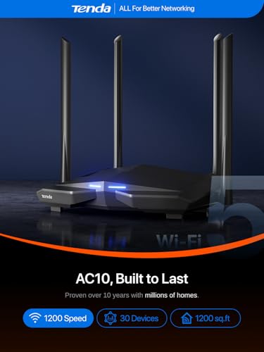 Detalle de Tenda AC10 Router AC1200 doble banda, 867 Mbps 📡