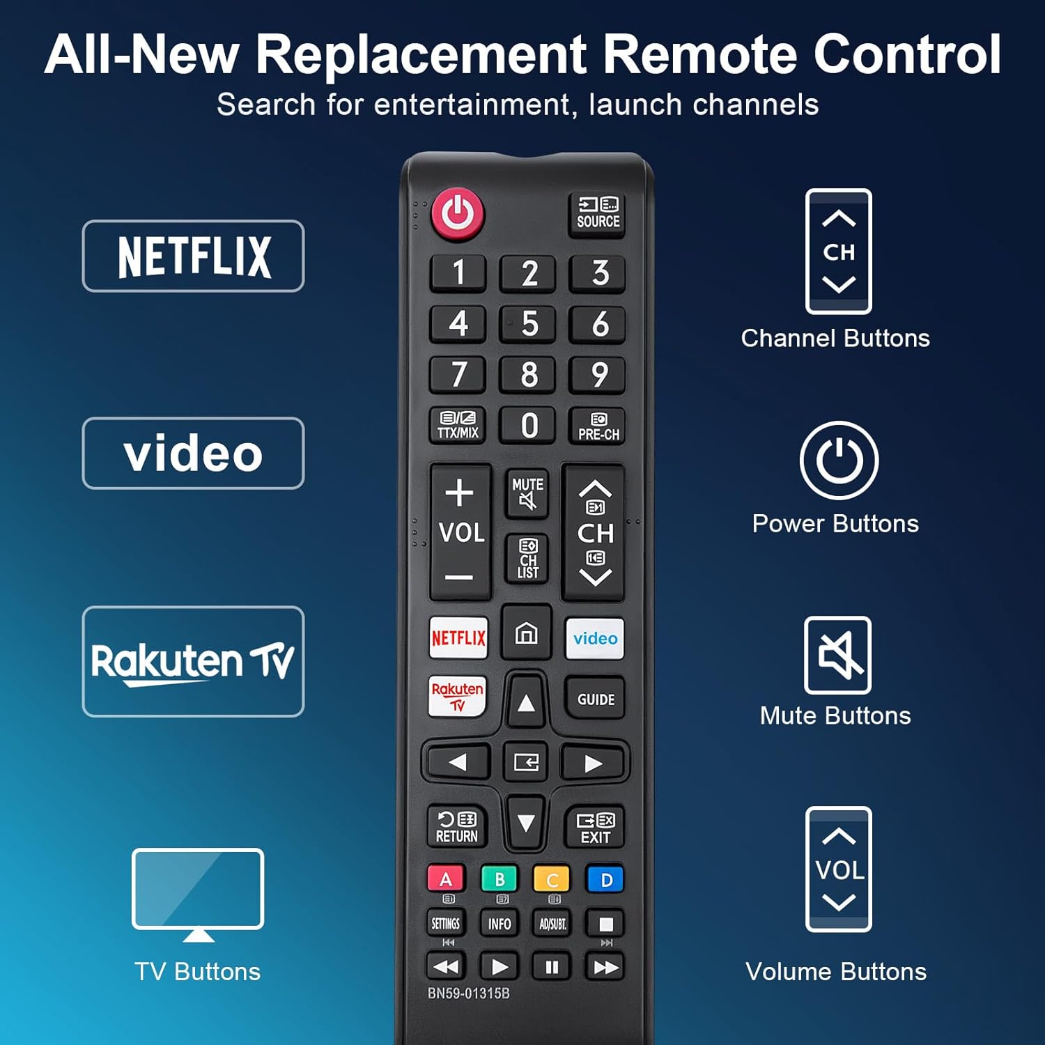 Thumbnail 2 de Samsung Smart TV Remote Universal replacement for Samsung TVs