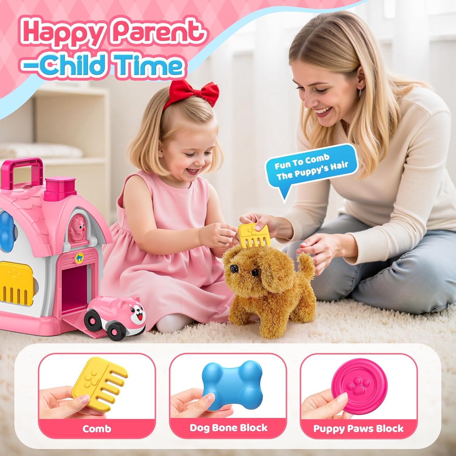 Thumbnail 4 de 6-in-1 Montessori activity house toy for 1–2 year old girls (music, lights, sound & car play)