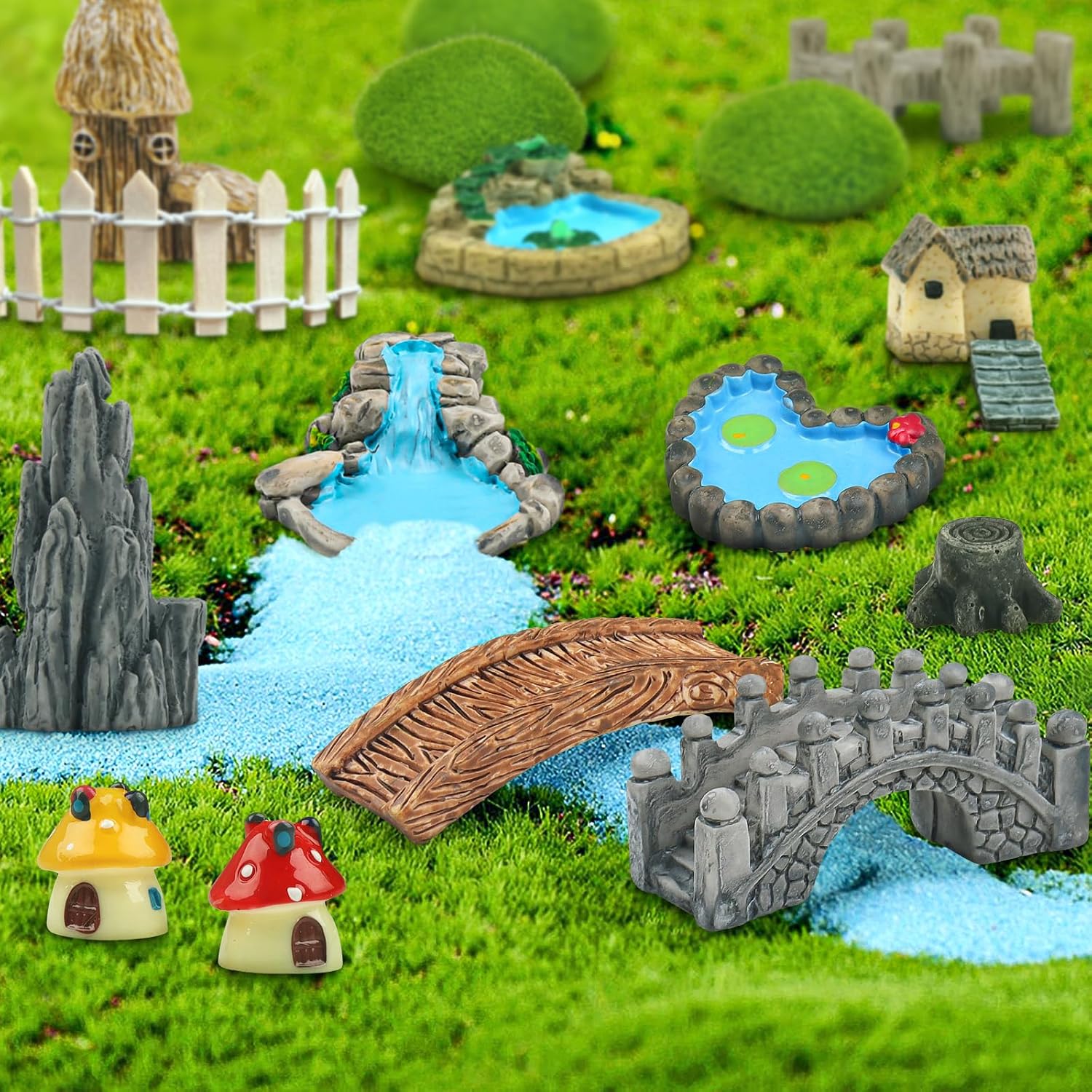 Thumbnail 3 de QUOZUO 1329-QEU tuinminiaturen, 21-delige sprookjestuinset van kunststof