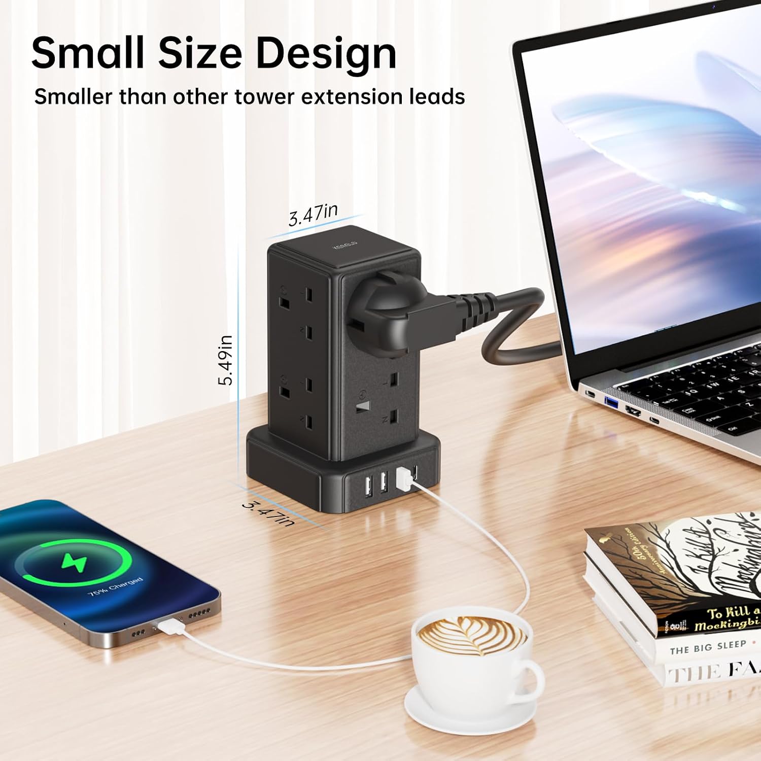 Thumbnail 2 de Kemelo Tower Extension Lead 8-way with 4 USB 2m cable 🔌